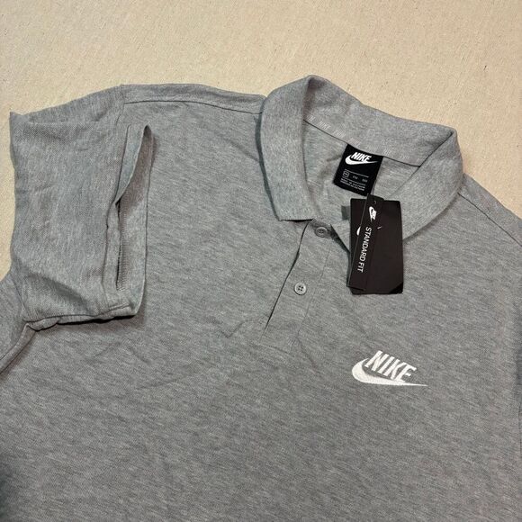 NWT Nike Men's Sportswear Matchup Jersey Grey Polo Shirt Standard Fit Sz 2XL XXL - Picture 1 of 6